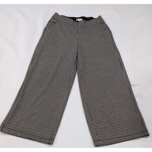 Max Studio Black White Geo Patterned Wide Leg Pants Size S Pockets Elastic Band